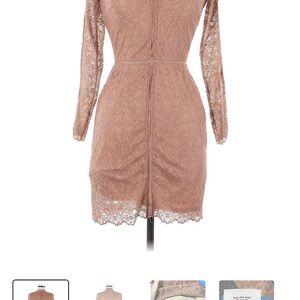 Elegant Lace Dress in Tan